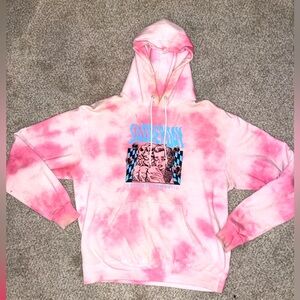 Sad derday pink tie-dye hoodie